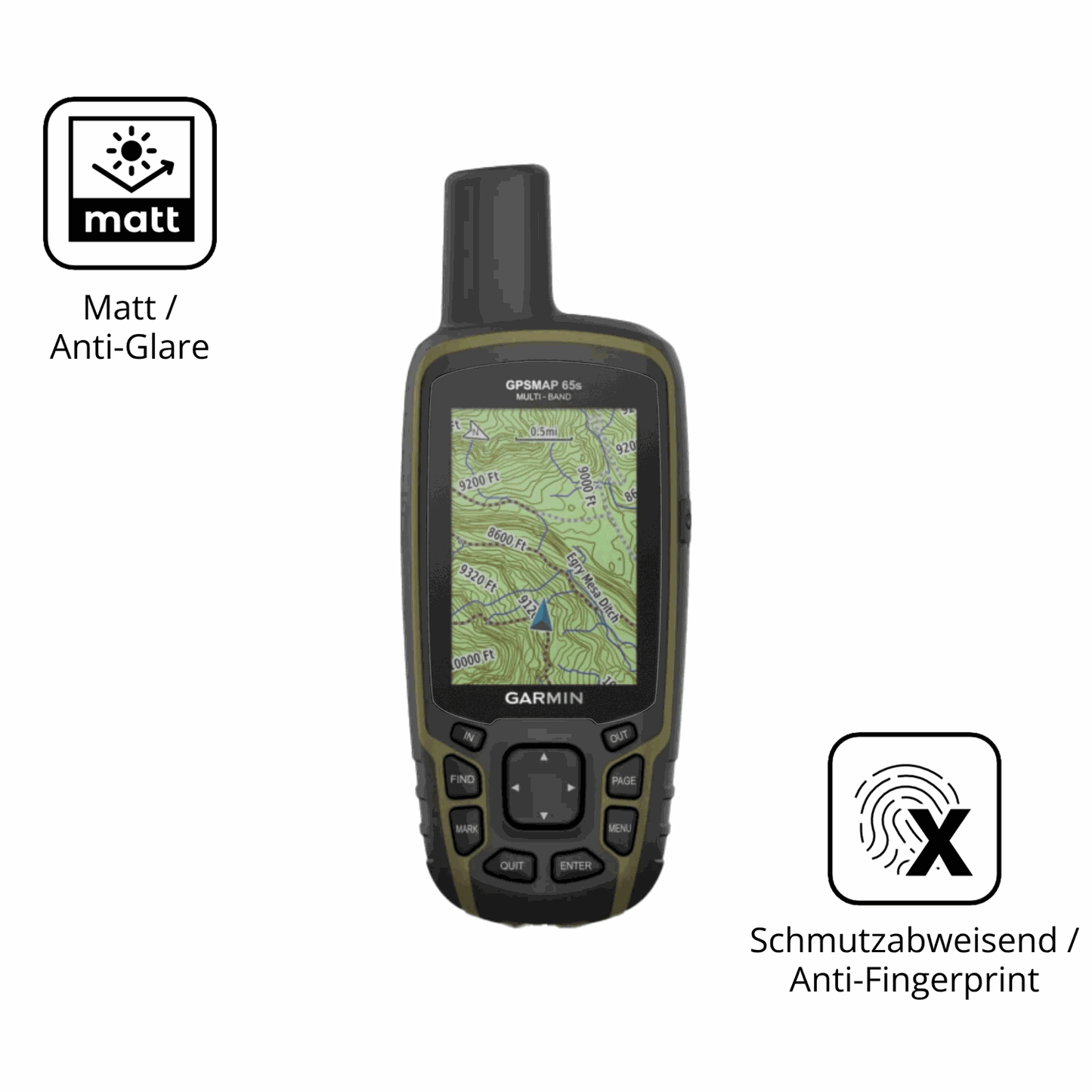 2x 9H Schutzfolie matt für Garmin GPSMAP 65s Panzerfolie