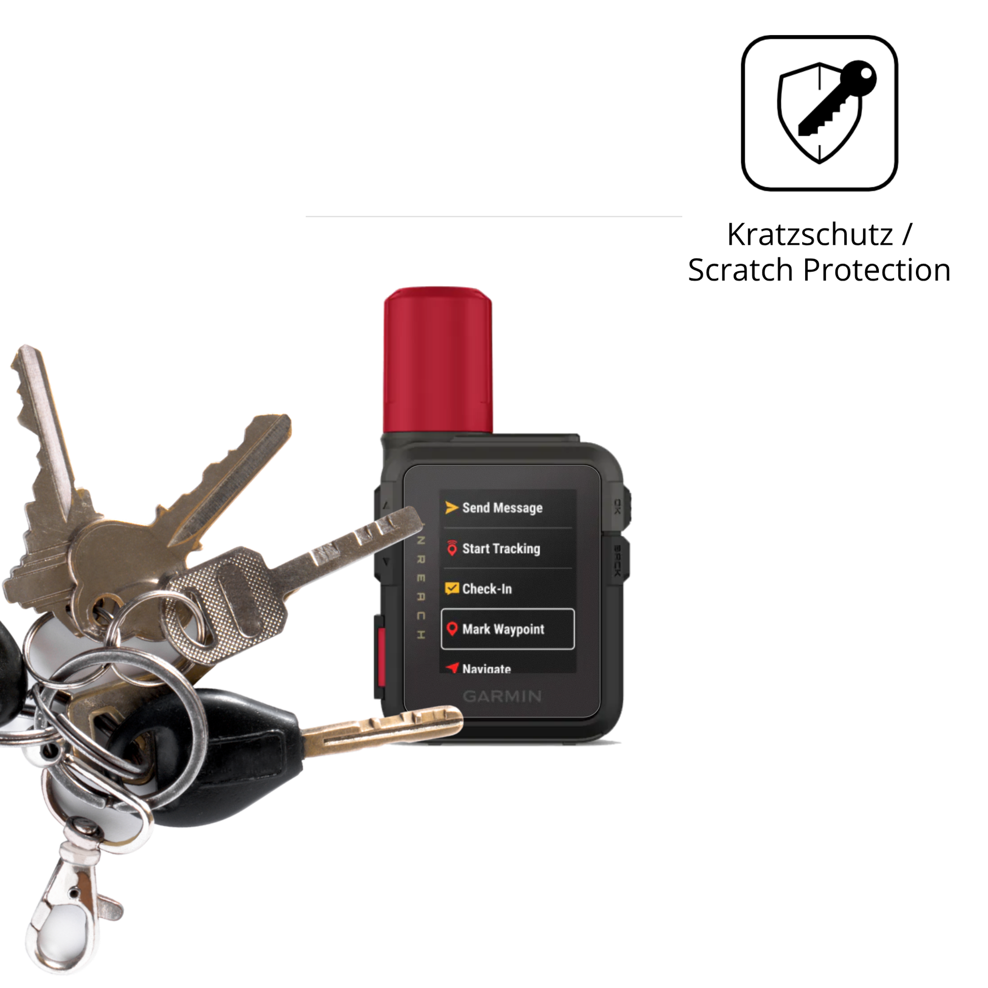 Schutz gegen Kratzer auf dem Garmin inReach Mini 3 Plus Glas durch Schlüssel oder Ähnliches