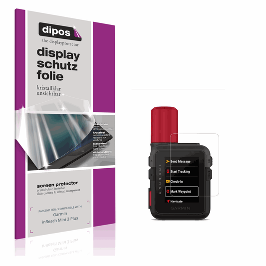 Klare Displayschutzfolie von dipos passend für Garmin inReach Mini 3 Plus, präziser Zuschnitt und blasenfrei montiert