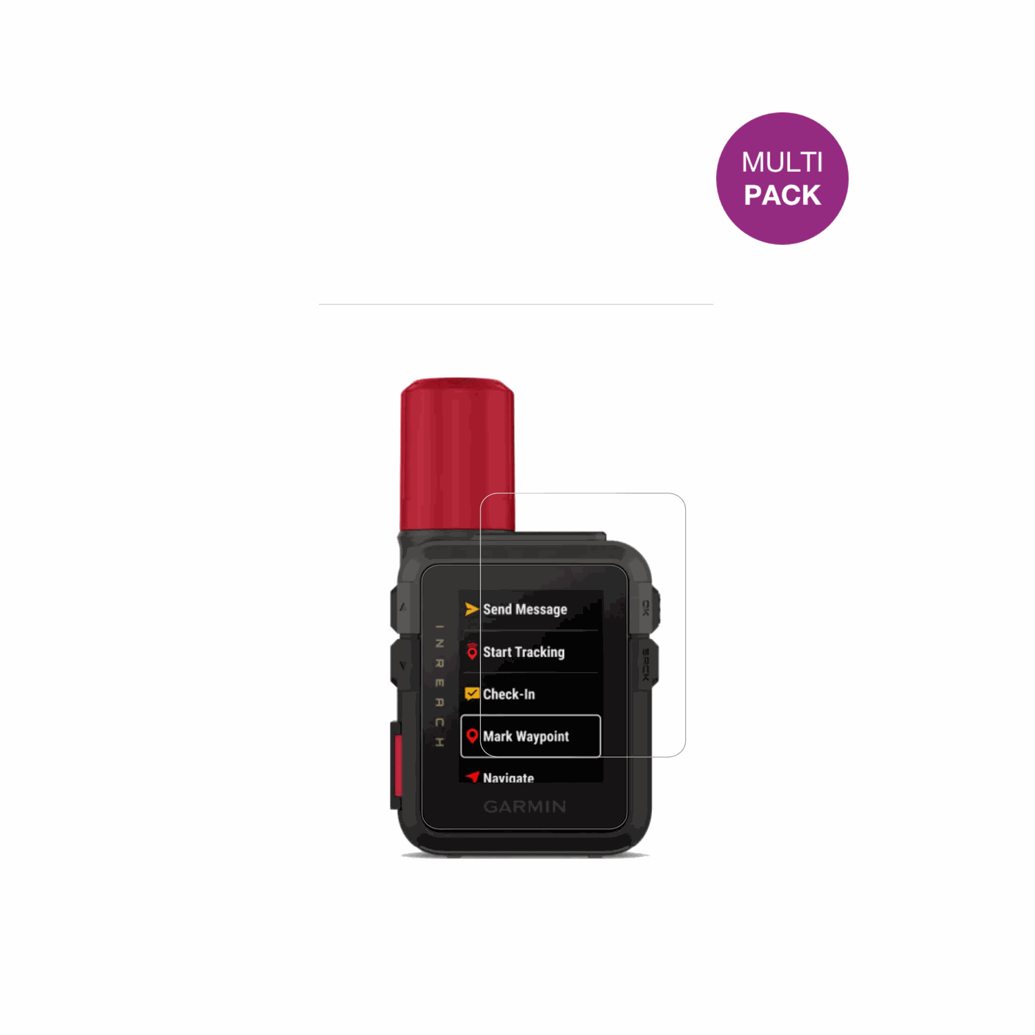 GarmininReach Mini 3 Plus mit aufgebrachter dipos Displayschutzfolie, glasklare Darstellung ohne Einschränkungen
