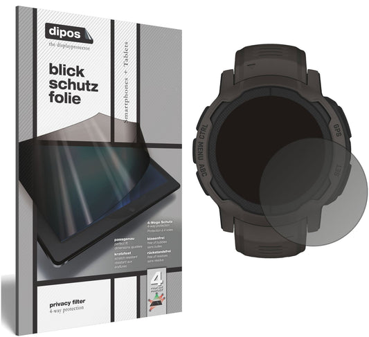 Blickschutzfolie von dipos passend für Garmin Instinct 2 (45mm), präziser Zuschnitt und blasenfrei montiert