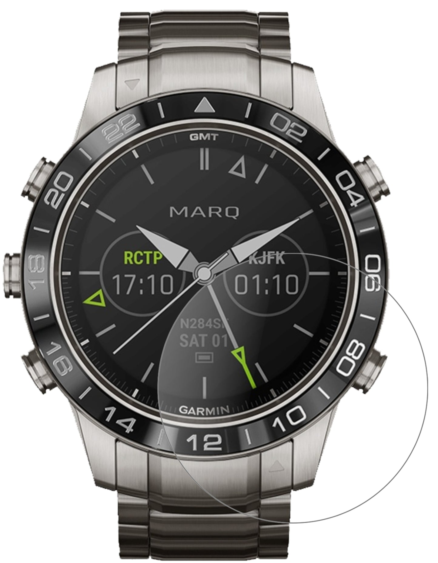 GarminMARQ Aviator mit aufgebrachter dipos Panzerfolie, die lästige Fingerabdrücke minimiert