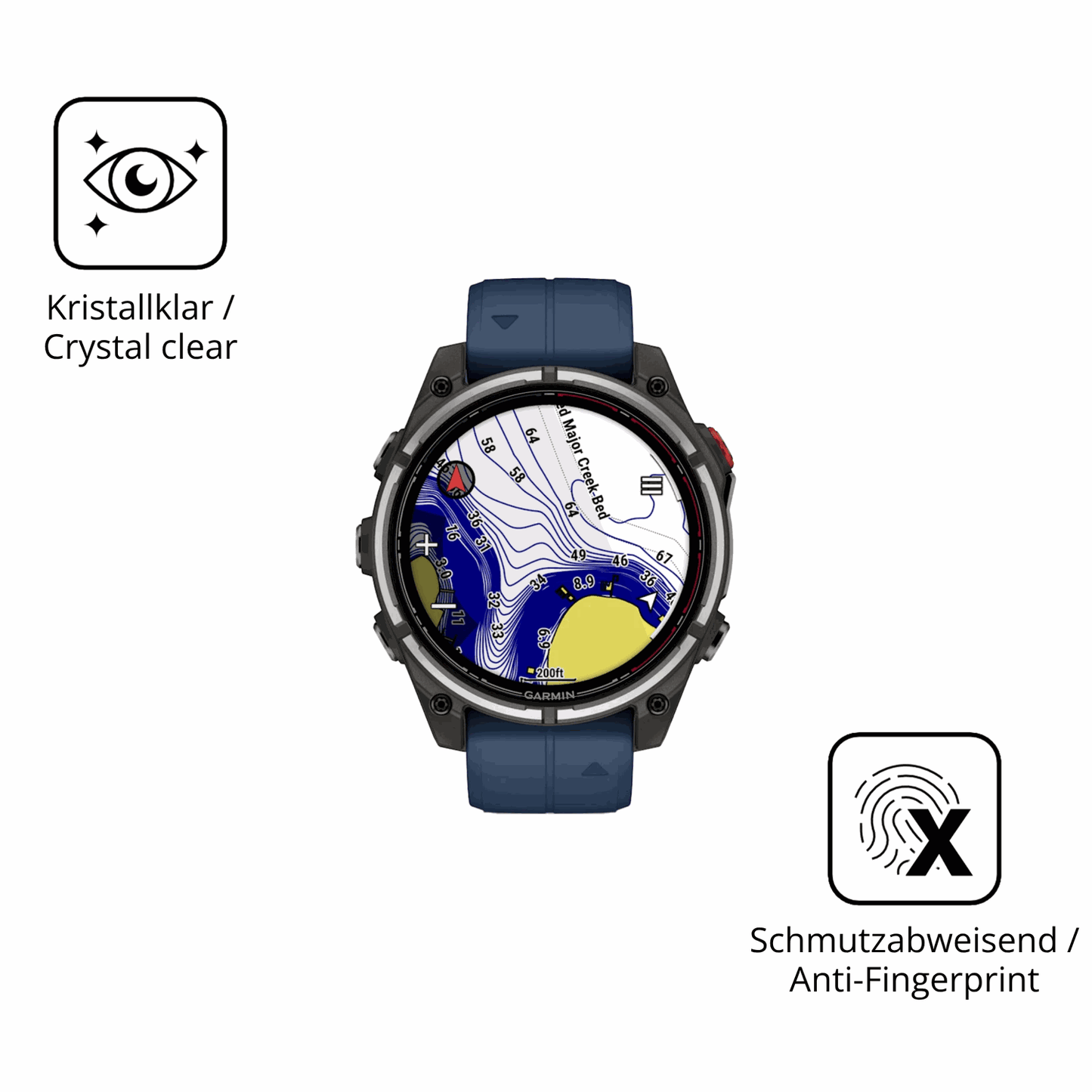 Flexible TPU-Folie passend zugeschnitten für Garmin quatix 8 Pro 47mm, vollständige Abdeckung