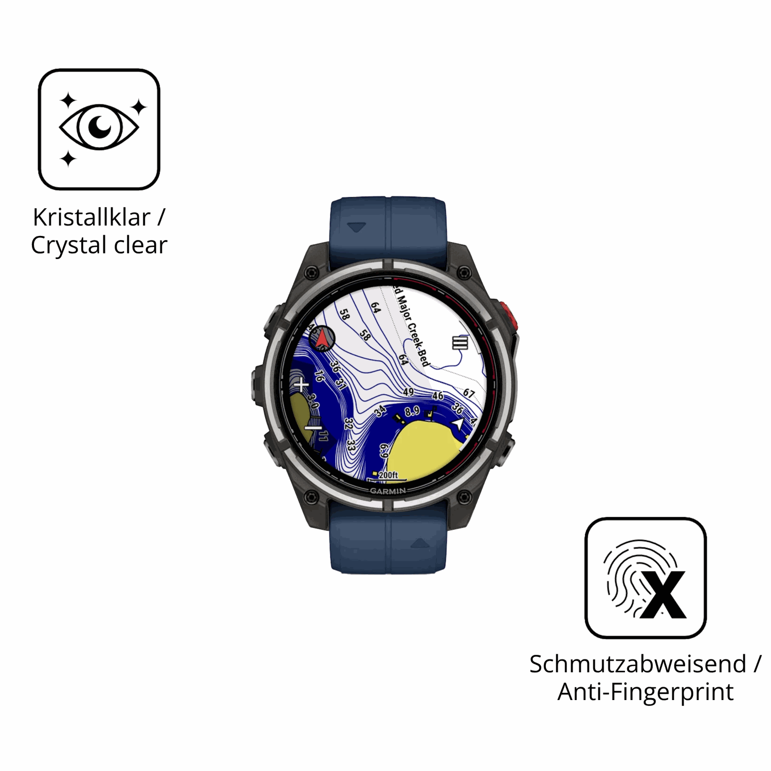 Flexible TPU-Folie passend zugeschnitten für Garmin quatix 8 Pro 47mm, vollständige Abdeckung