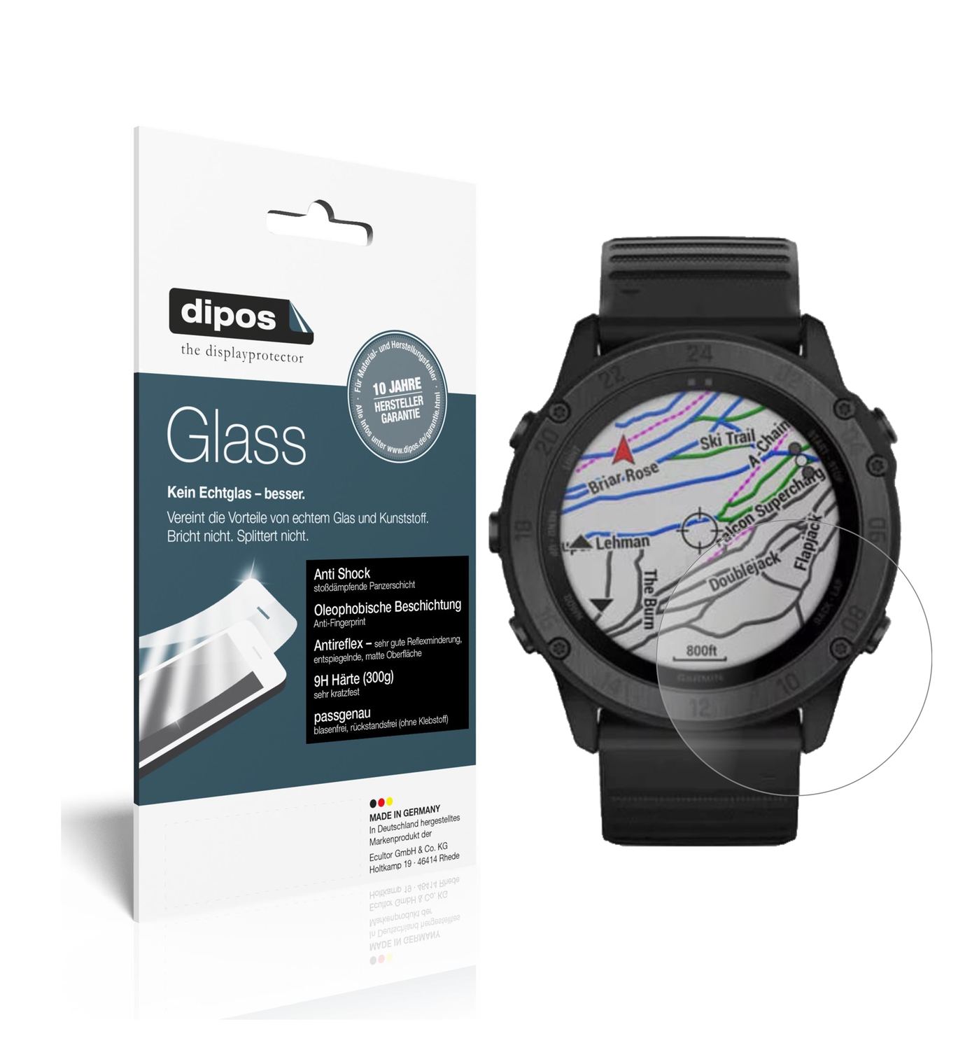Matte Displayschutzfolie von dipos passend für Garmin tactix Delta, 9H kratzfest und blasenfrei montiert