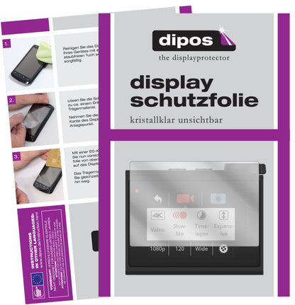Klare Displayschutzfolie von dipos passend für Garmin Virb Ultra 30, präziser Zuschnitt und blasenfrei montiert