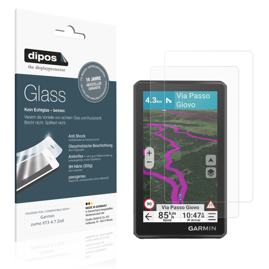 Matte Displayschutzfolie von dipos passend für Garmin zumo XT3 4.7 Zoll, 9H kratzfest und blasenfrei montiert