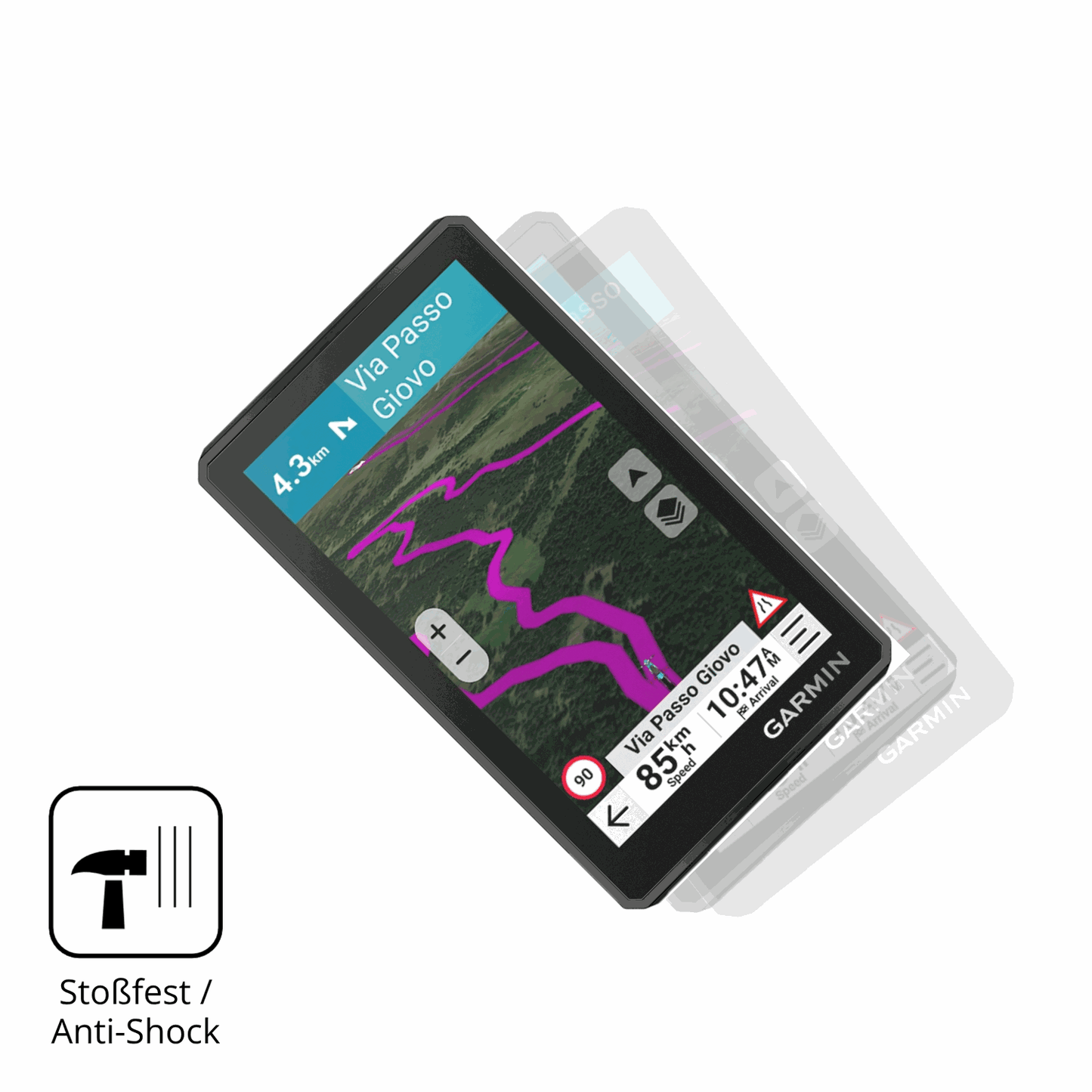 Schutz gegen Kratzer auf dem Garmin zumo XT3 4.7 Zoll Glas durch Schlüssel, Stöße gegen die Tischkante oder Stürze