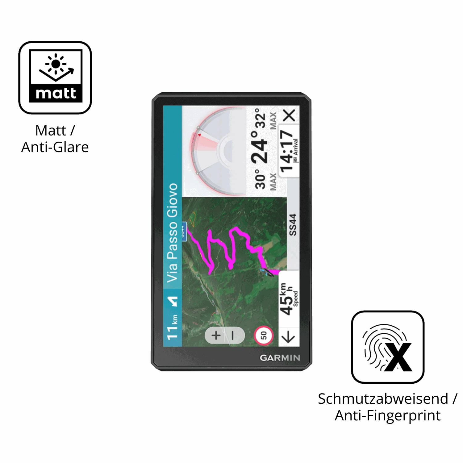 9H Hartbeschichtete, flexible Folie passend zugeschnitten für Garmin zumo XT3 6 Zoll