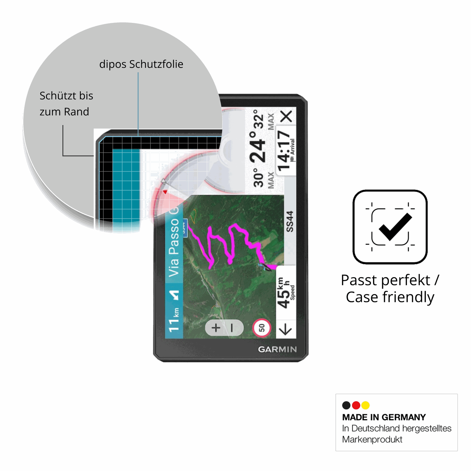 Schutzglasfolie mit optimaler Passform, zur Verwendung mit Hüllen geeignet