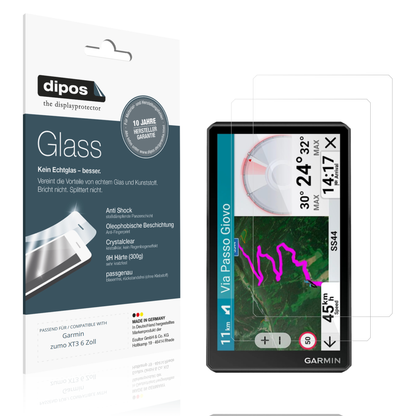 Klare Displayschutzfolie von dipos passend für Garmin zumo XT3 6 Zoll, 9H kratzfest und blasenfrei montiert