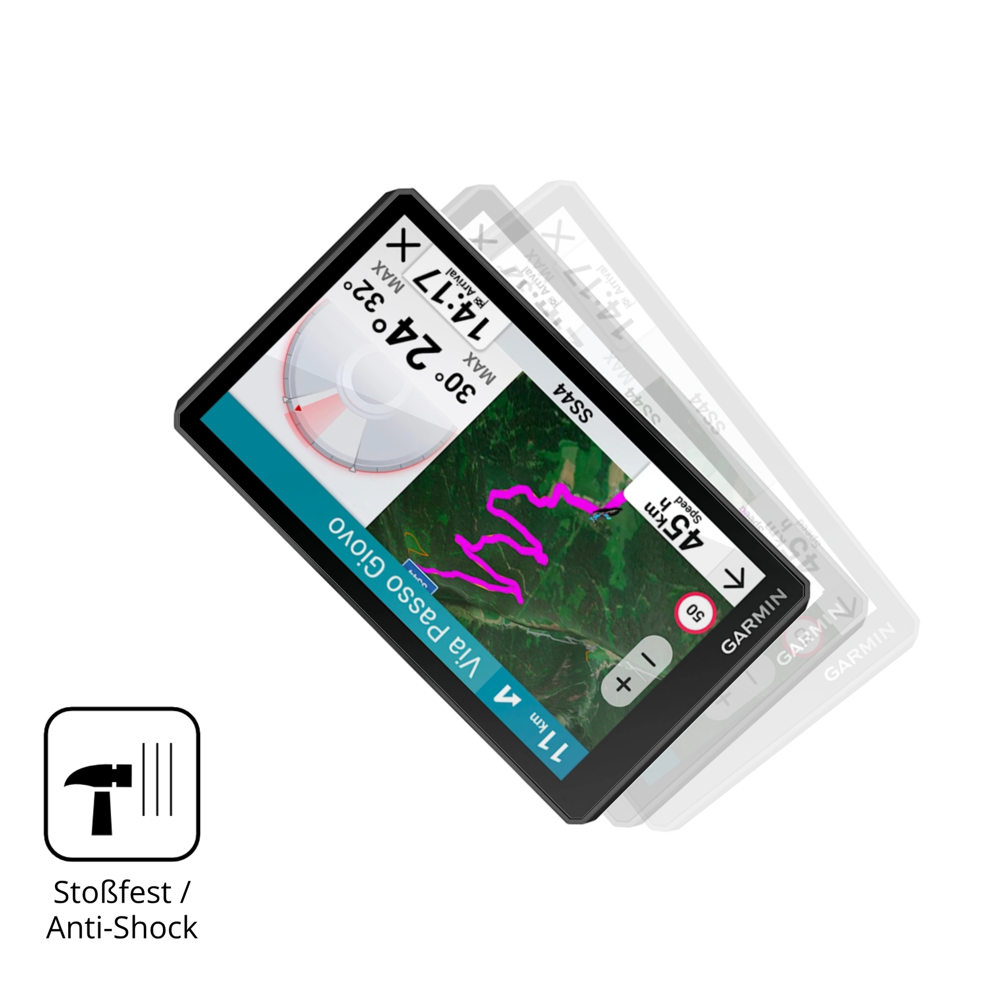 Schutz gegen Kratzer auf dem Garmin zumo XT3 6 Zoll Glas durch Schlüssel, Stöße gegen die Tischkante oder Stürze
