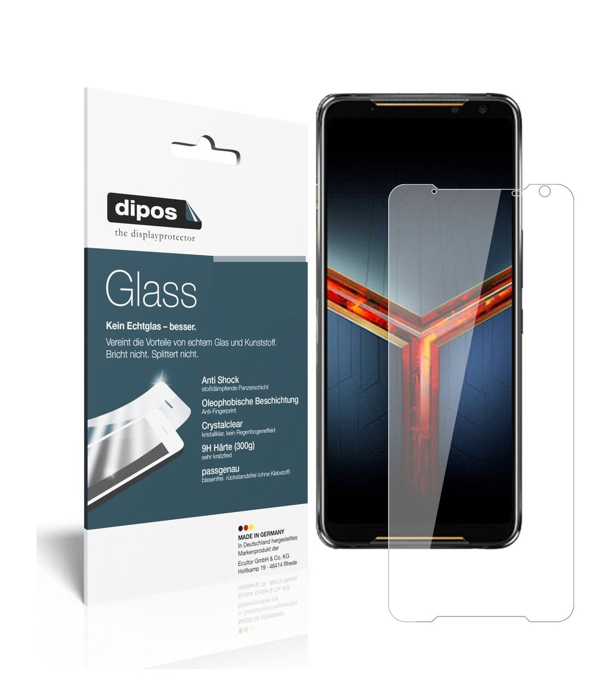 1x 9H Schutzfolie für Asus ROG Phone 2 Panzerfolie