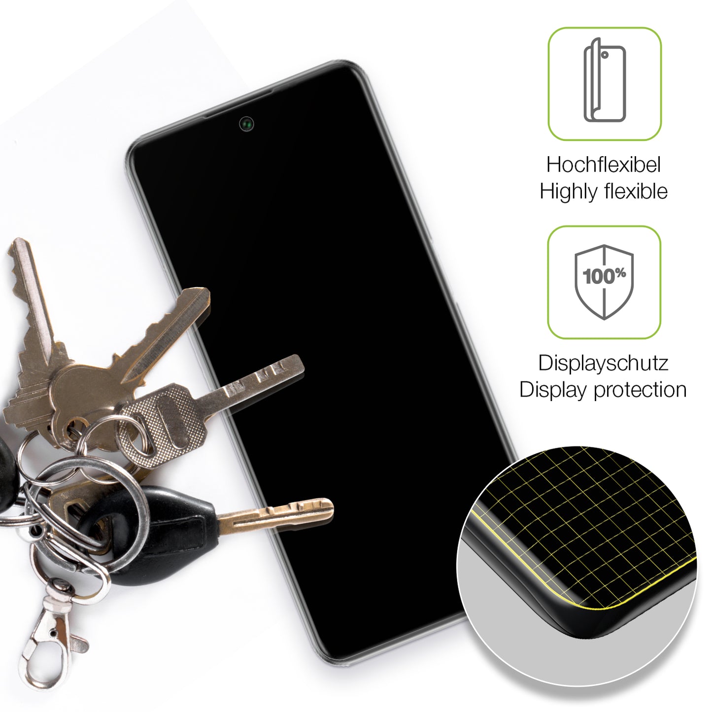 dipos Displayschutz für General Mobile GM22 Pro, transparente Oberfläche, perfekte Passform auch für die Rundungen