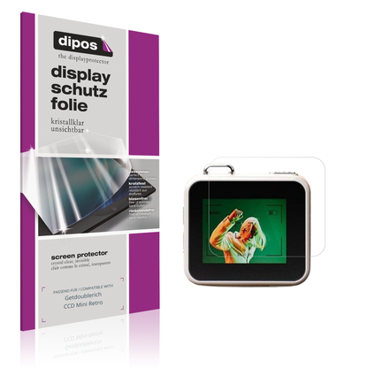 Klare Displayschutzfolie von dipos passend für Getdoublerich CCD Mini Retro, präziser Zuschnitt und blasenfrei montiert