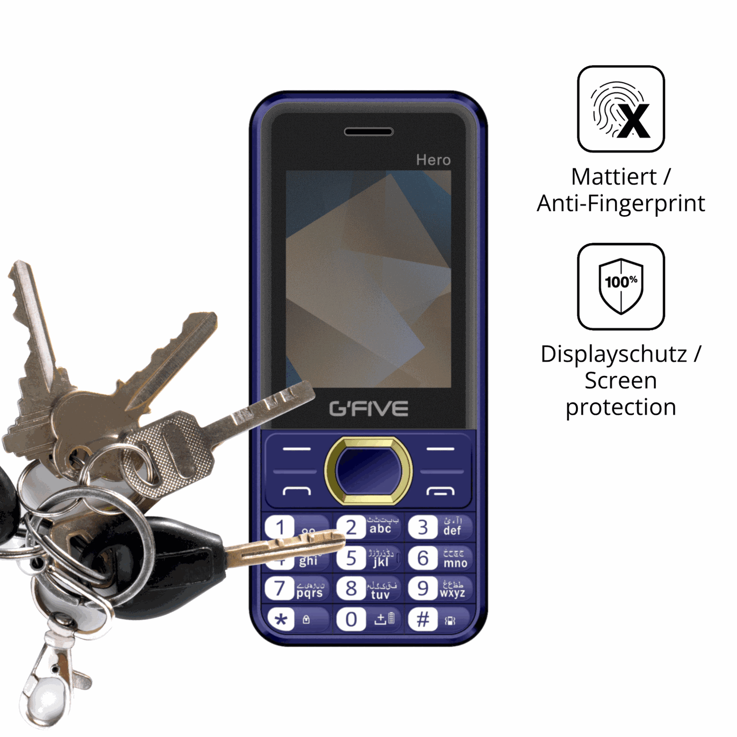 dipos Displayschutz für GFive Hero New, mattierte Oberfläche, Blickschutzfilter und perfekter Passform
