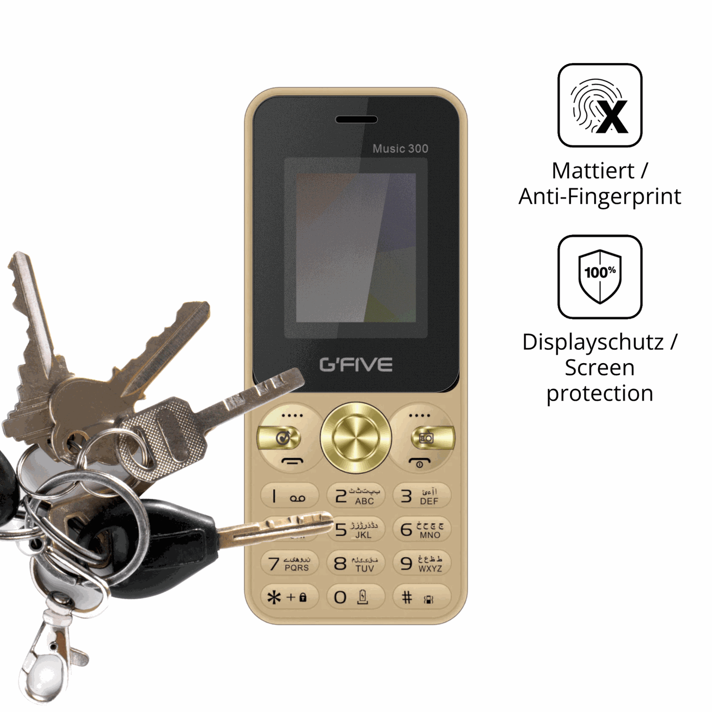 dipos Displayschutz für GFive Music 300, mattierte Oberfläche, Blickschutzfilter und perfekter Passform
