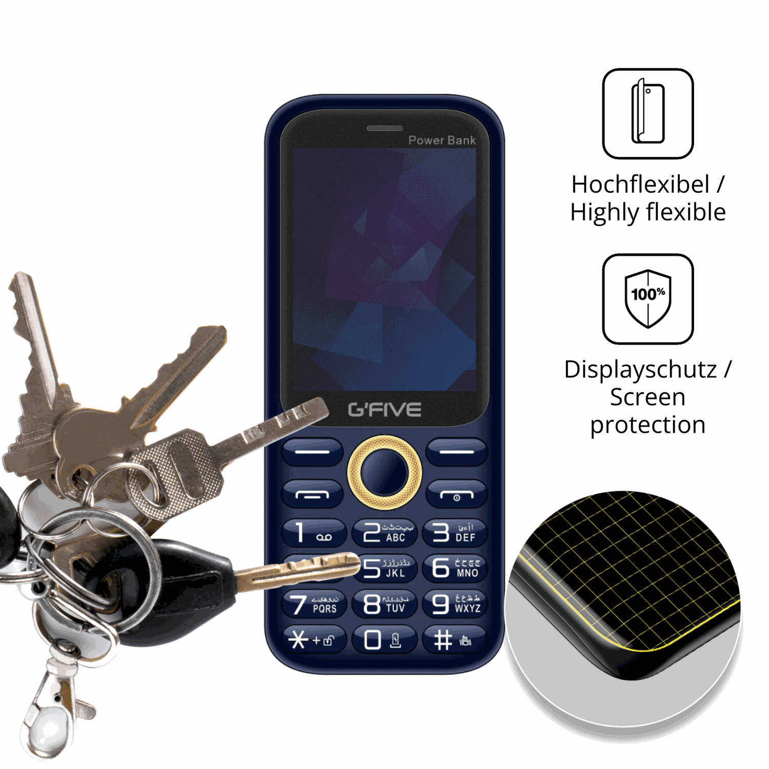dipos Displayschutz für GFive Power Bank, mit Blickschutzfilter und perfekter Passform auch für die Rundungen