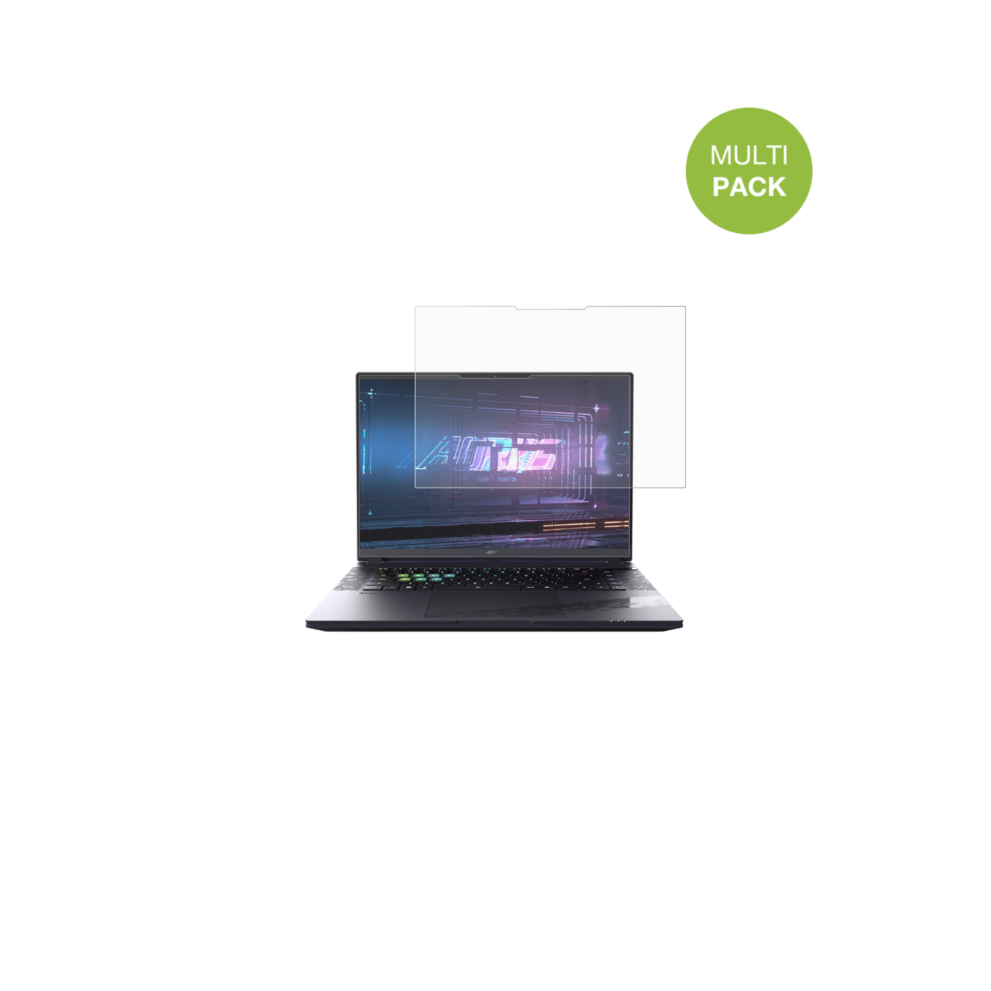 GigabyteAorus 16X 2024 mit aufgebrachter dipos Displayschutzfolie, die lästige Fingerabdrücke minimiert