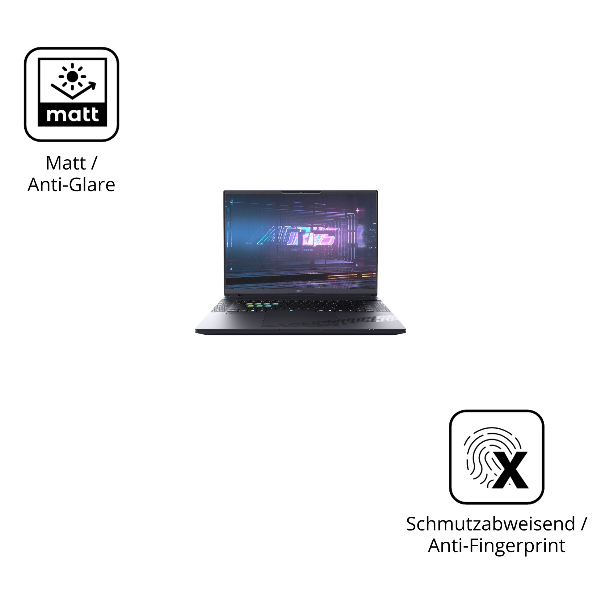 Dünne und entspiegelnde Folie passend zugeschnitten für Gigabyte Aorus 16X 2024