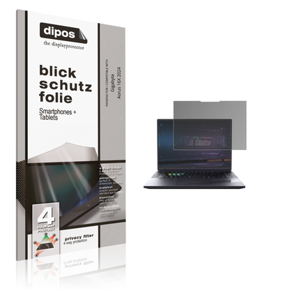 Blickschutzfolie von dipos passend für Gigabyte Aorus 16X 2024, präziser Zuschnitt und blasenfrei montiert