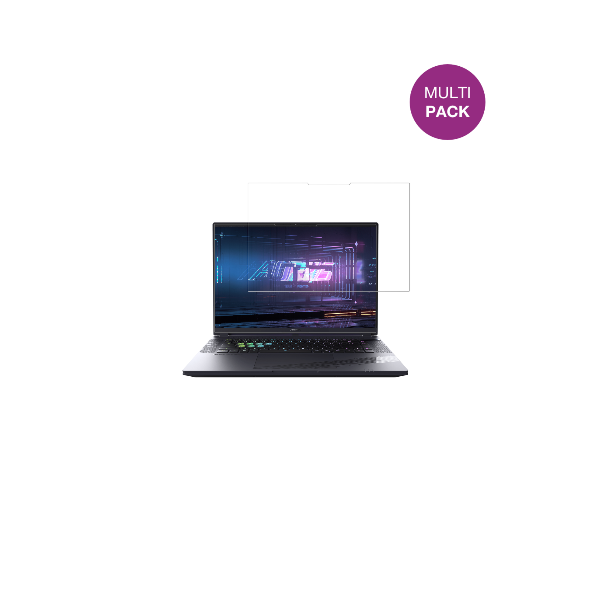 GigabyteAorus 16X 2024 mit aufgebrachter dipos Displayschutzfolie, glasklare Darstellung ohne Einschränkungen