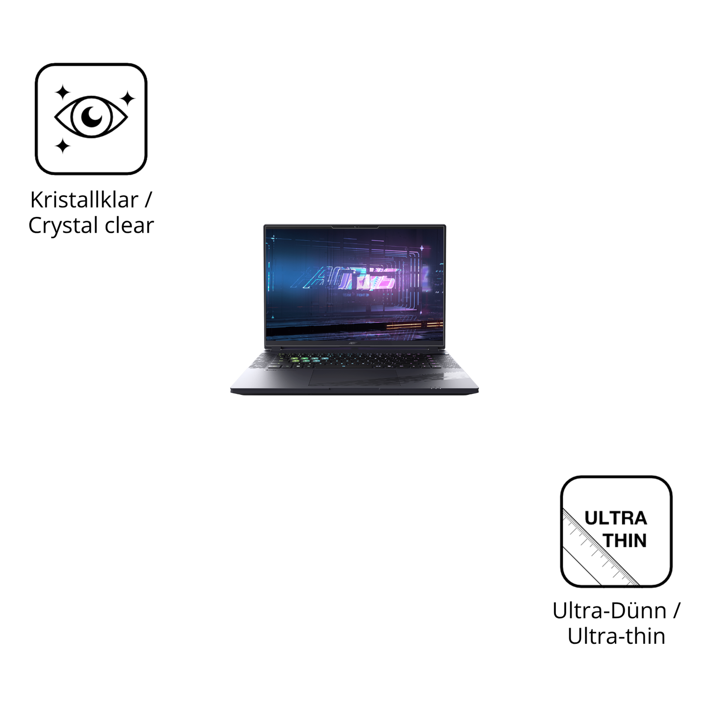 Dünne und klare Folie passend zugeschnitten für Gigabyte Aorus 16X 2024