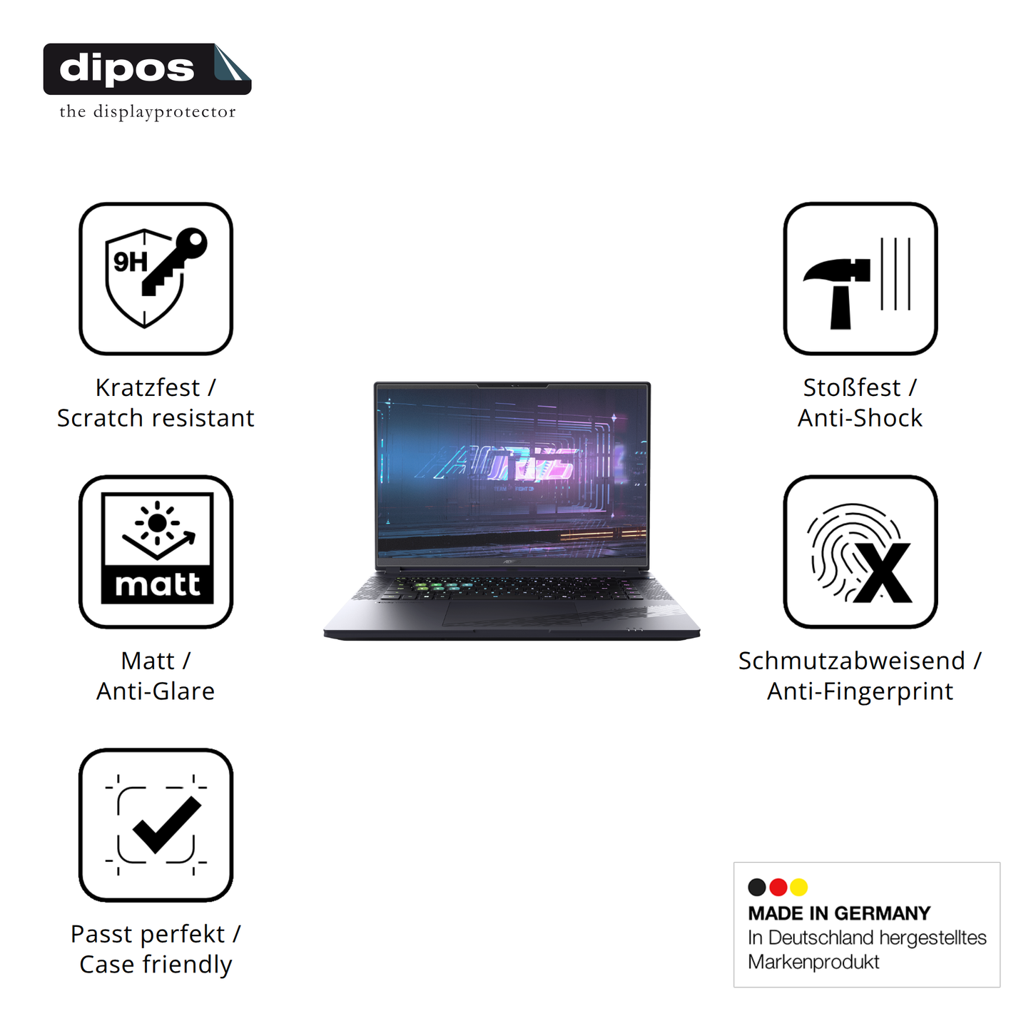 Displayschutz hergestellt in Deutschland, höchste Qualität made in Germany