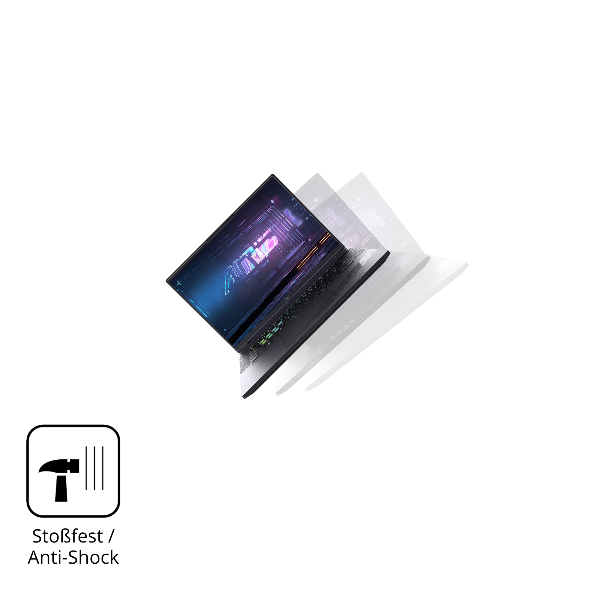 Schutz gegen Kratzer auf dem Gigabyte Aorus 16X 2024 Glas durch Schlüssel, Stöße gegen die Tischkante oder Stürze