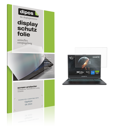 Matte Displayschutzfolie von dipos passend für Gigabyte G6 2023, präziser Zuschnitt und blasenfrei montiert