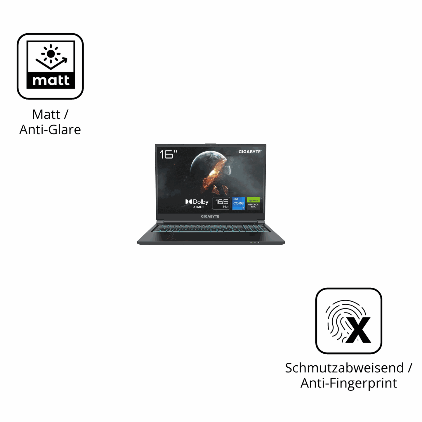 Dünne und entspiegelnde Folie passend zugeschnitten für Gigabyte G6 2023