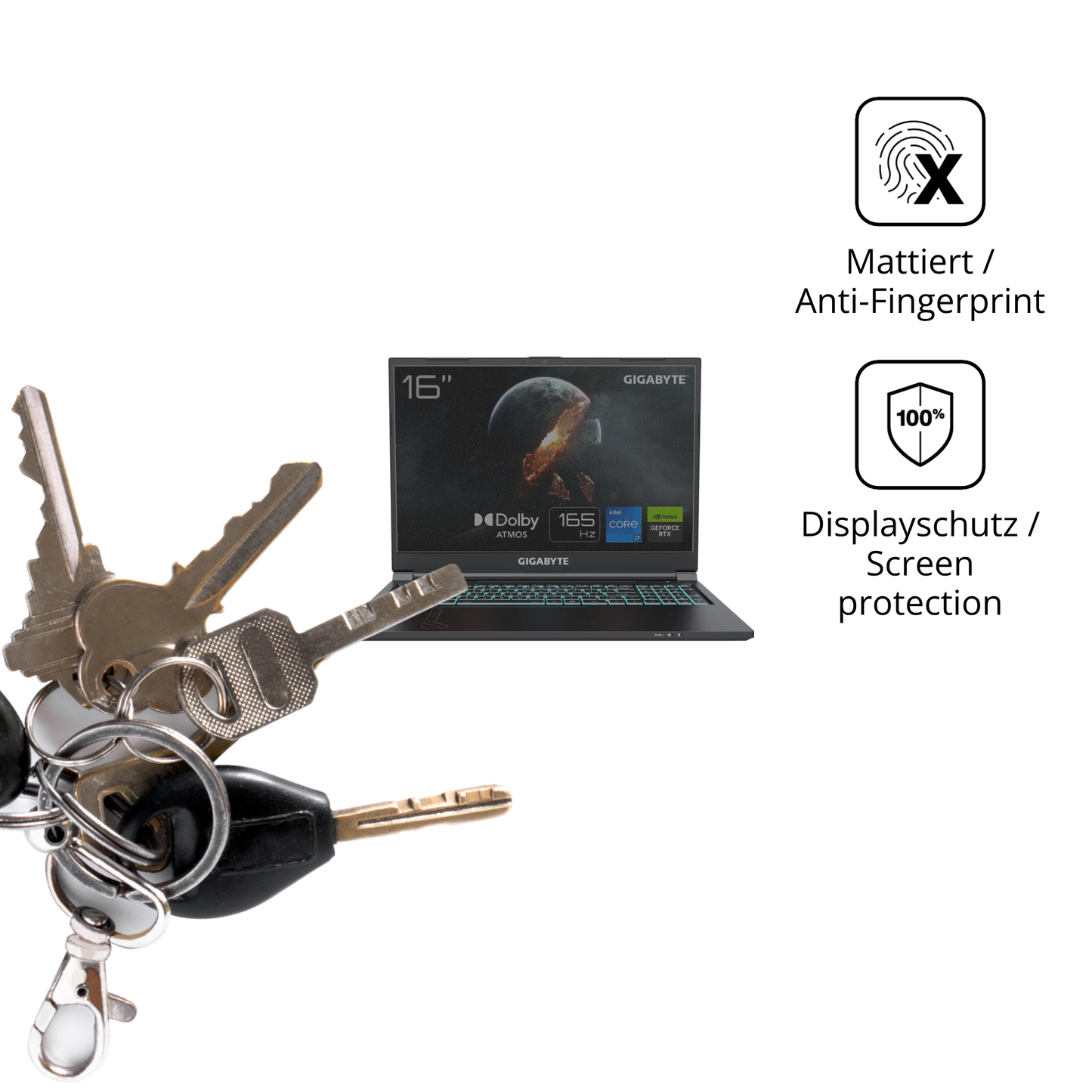 dipos Displayschutz für Gigabyte G6 2023, mattierte Oberfläche, Blickschutzfilter und perfekter Passform