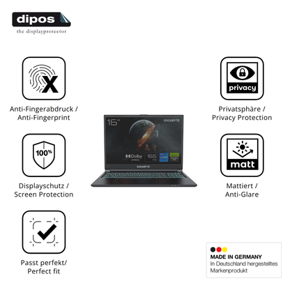 Privatsphäre-Schutz durch Sichtschutz-Folie passend zugeschnitten für Gigabyte G6 2023