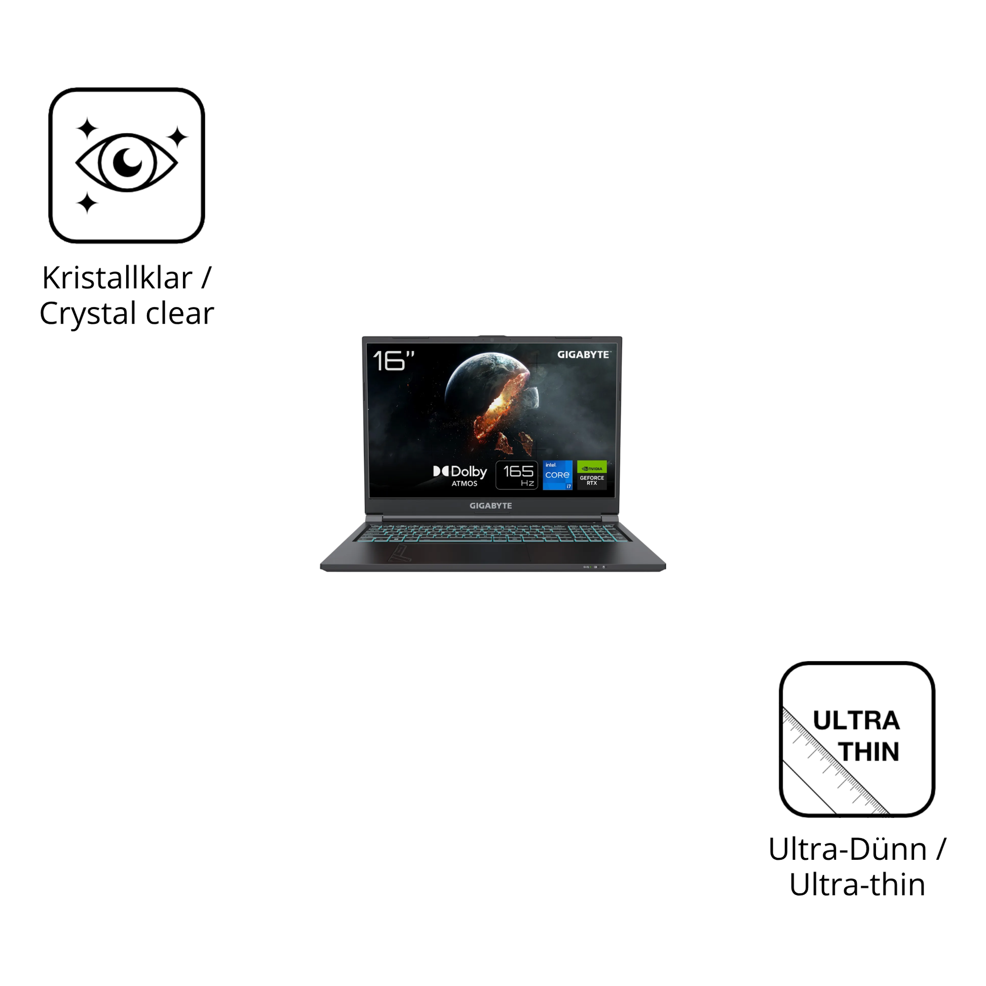 Dünne und klare Folie passend zugeschnitten für Gigabyte G6 2023