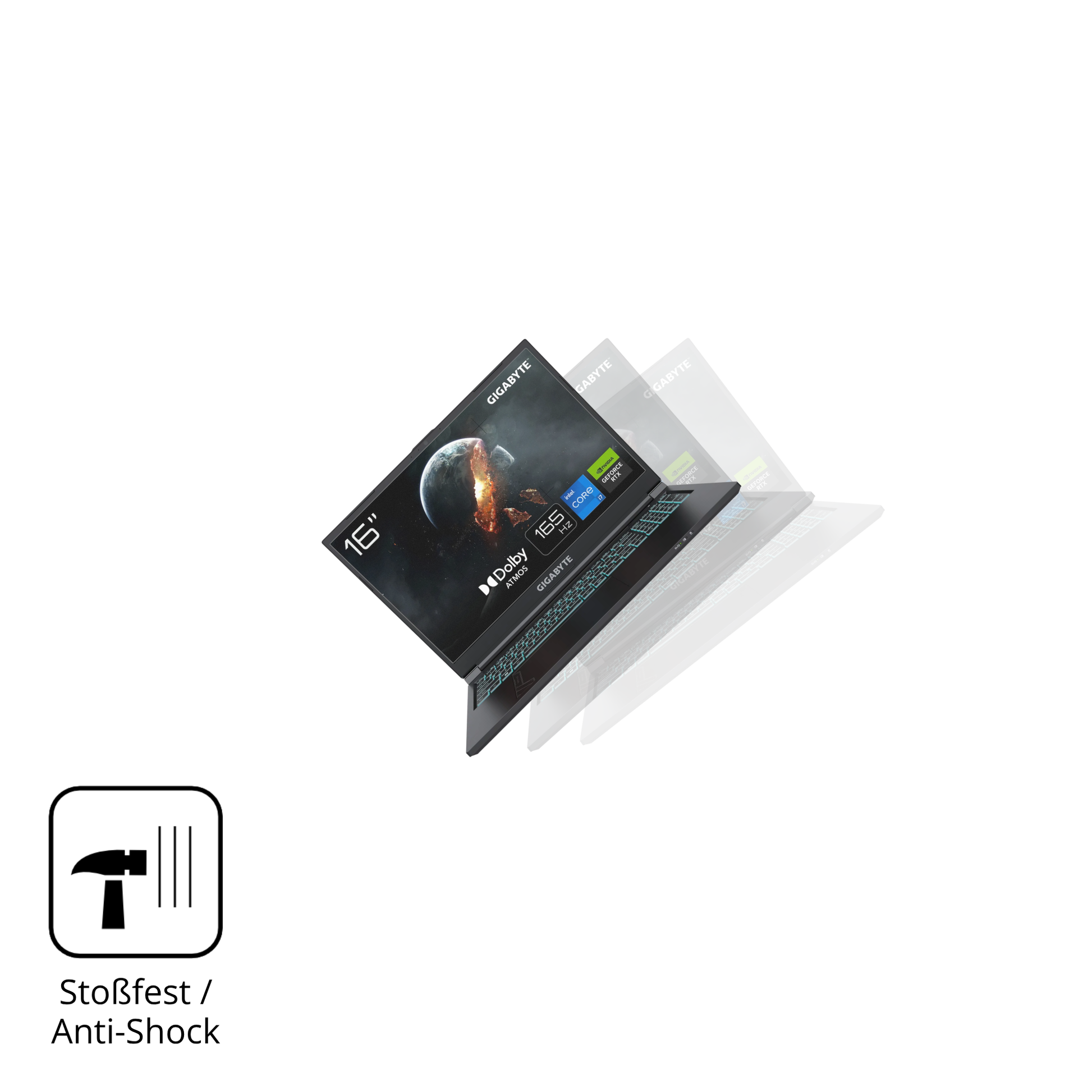 Schutz gegen Kratzer auf dem Gigabyte G6 2023 Glas durch Schlüssel, Stöße gegen die Tischkante oder Stürze