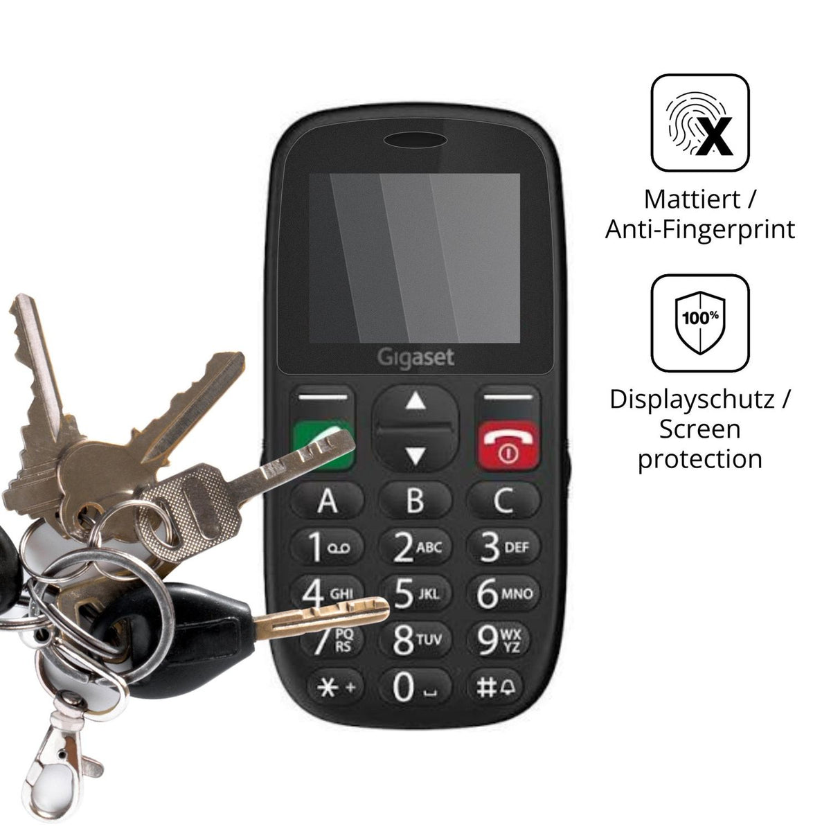 dipos Displayschutz für Gigaset GL395, mattierte Oberfläche, Blickschutzfilter und perfekter Passform