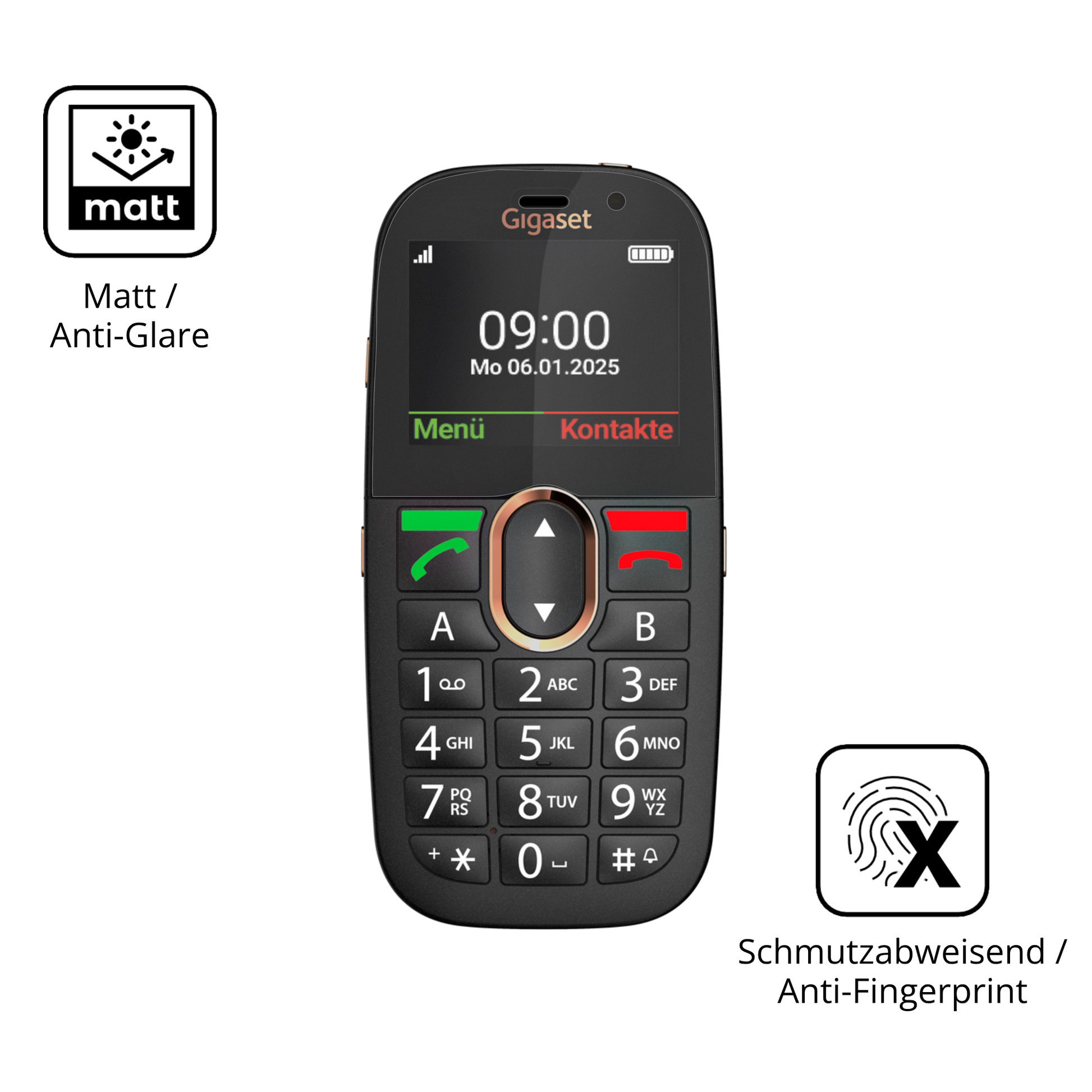 Dünne und entspiegelnde Folie passend zugeschnitten für Gigaset GL695