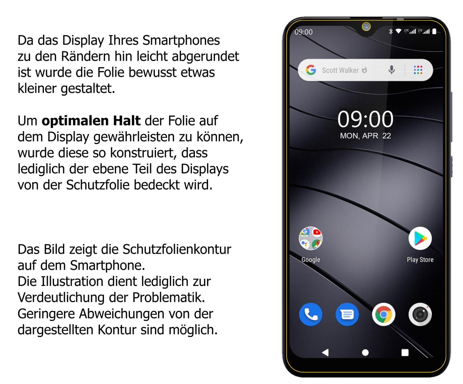 Schutzfolie mit optimaler Passform, zur Verwendung mit Hüllen geeignet