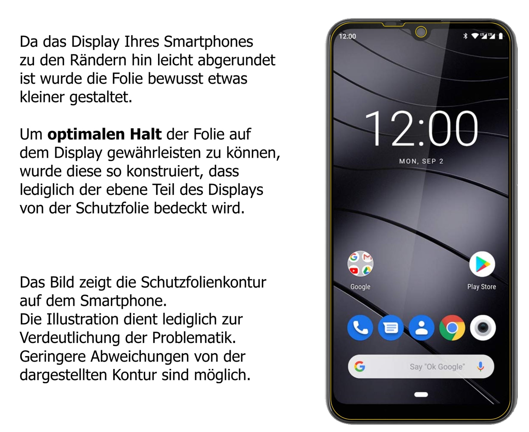 Schutzfolie mit optimaler Passform, zur Verwendung mit Hüllen geeignet