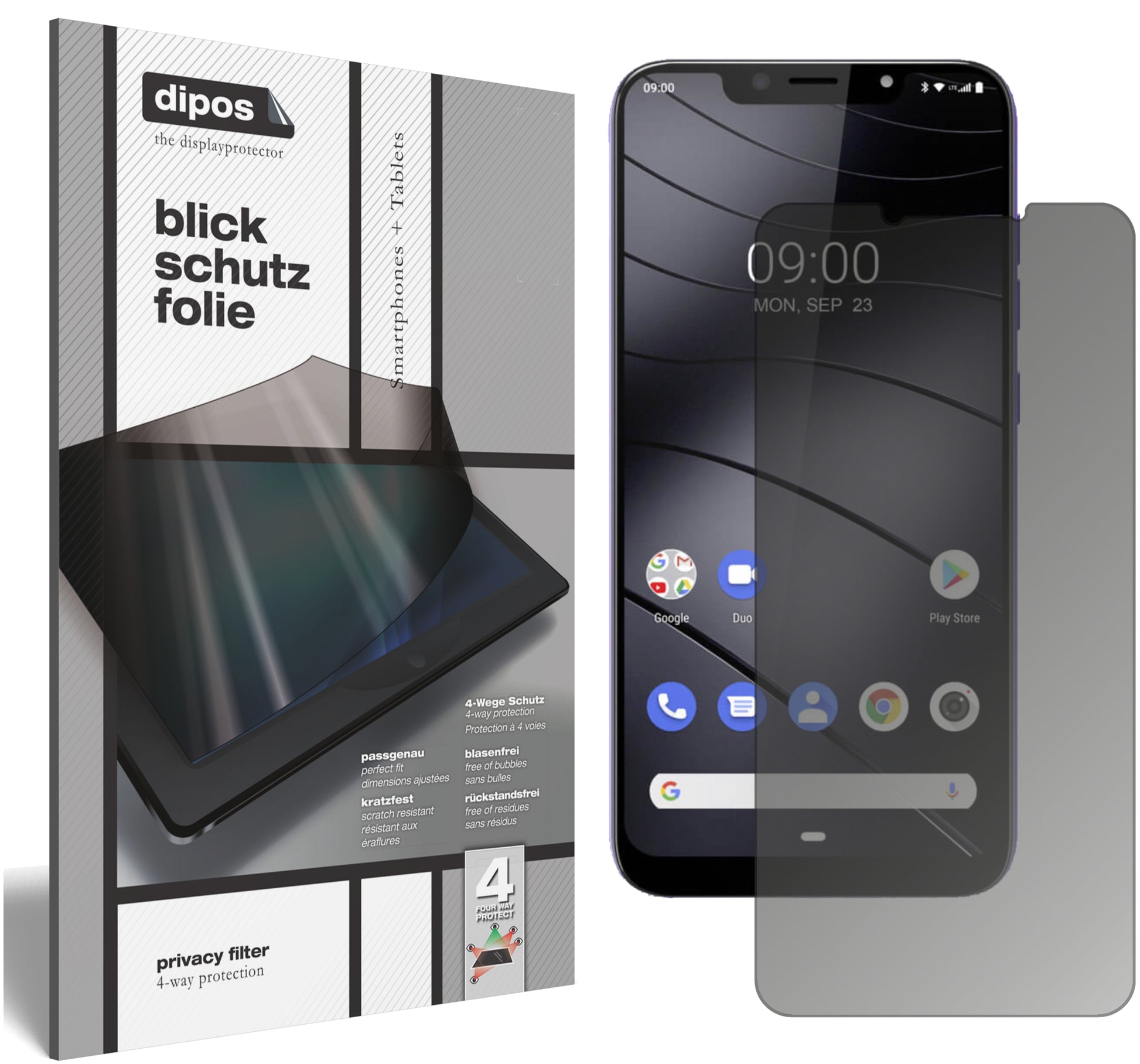 Blickschutzfolie von dipos passend für Gigaset GS195, präziser Zuschnitt und blasenfrei montiert