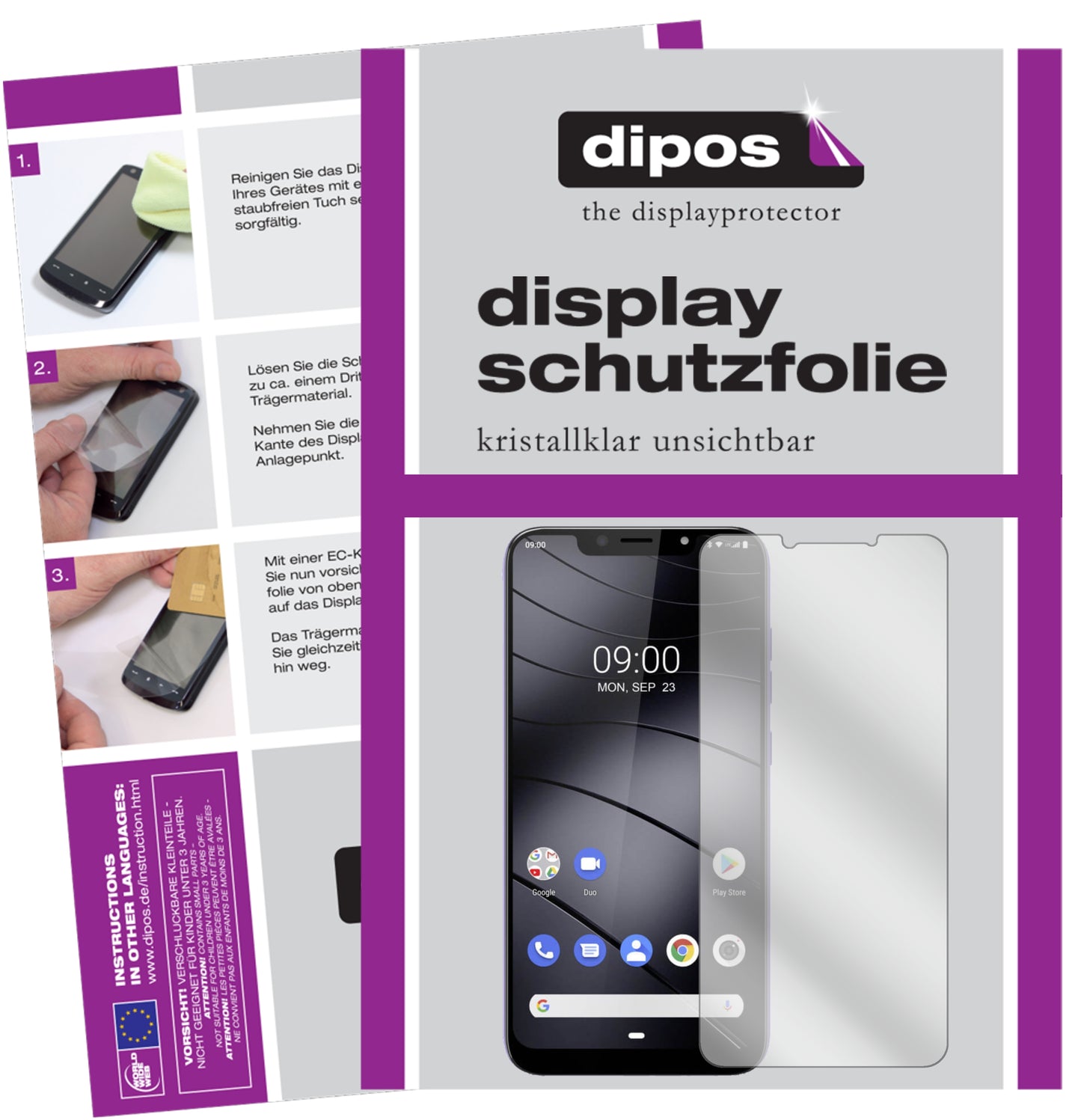 Klare Displayschutzfolie von dipos passend für Gigaset GS195, präziser Zuschnitt und blasenfrei montiert