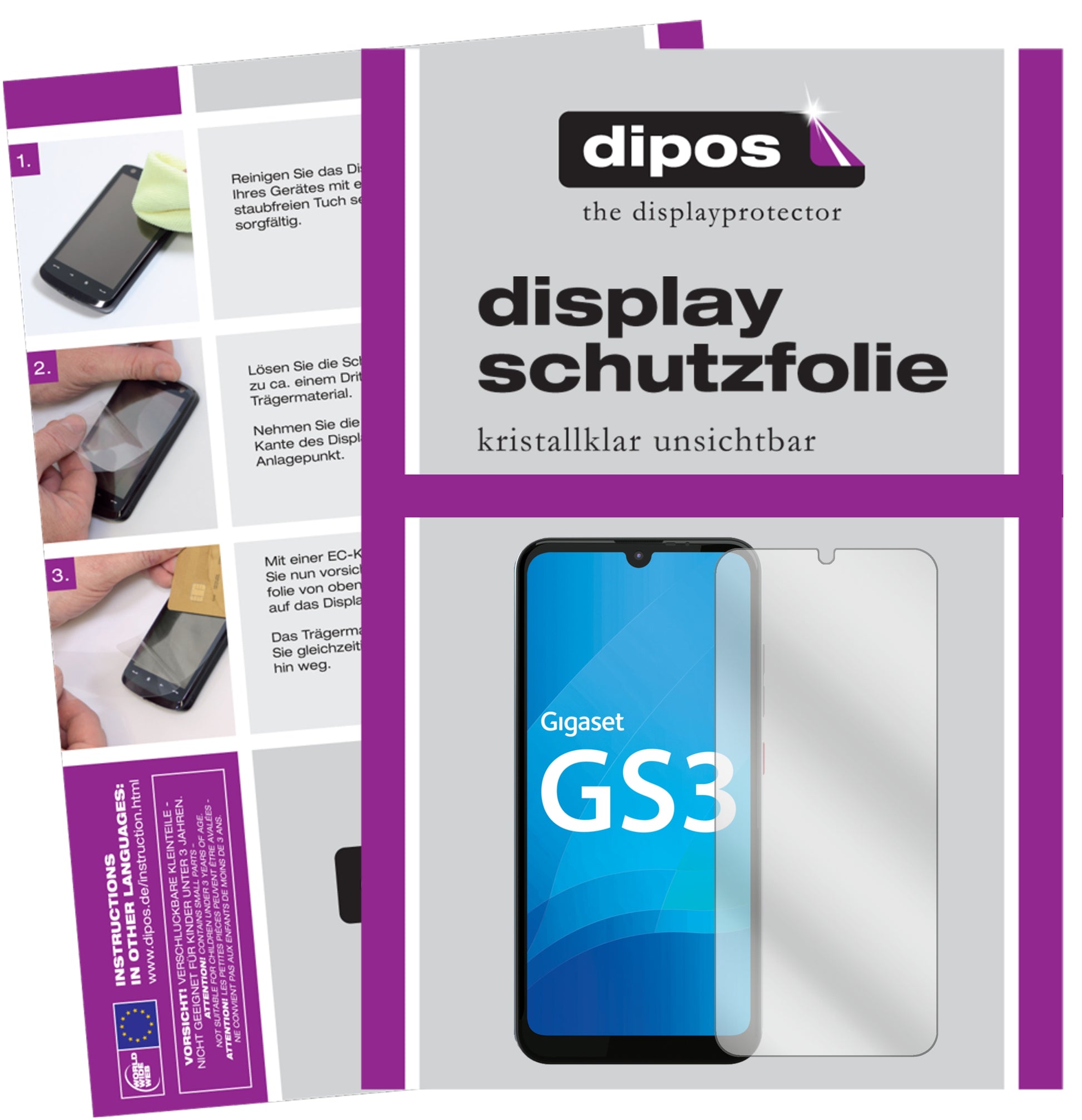 Kristallklare, dünne Schutzfolie: Kratzfest & passgenau für Gigaset-GS3