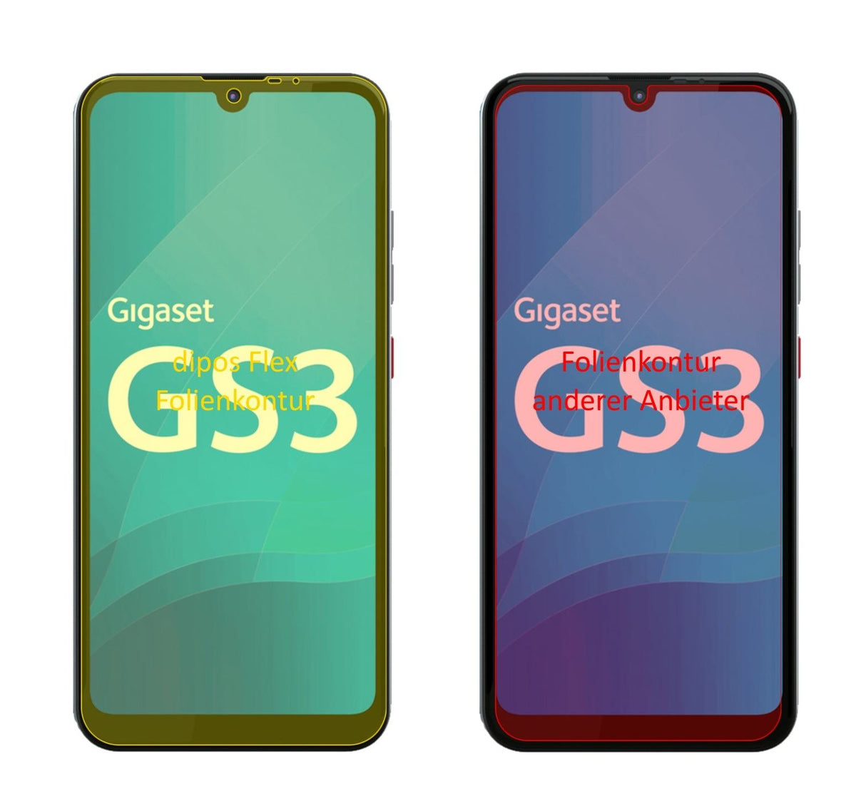 2x 3D Full Cover Schutzfolie für Gigaset GS3
