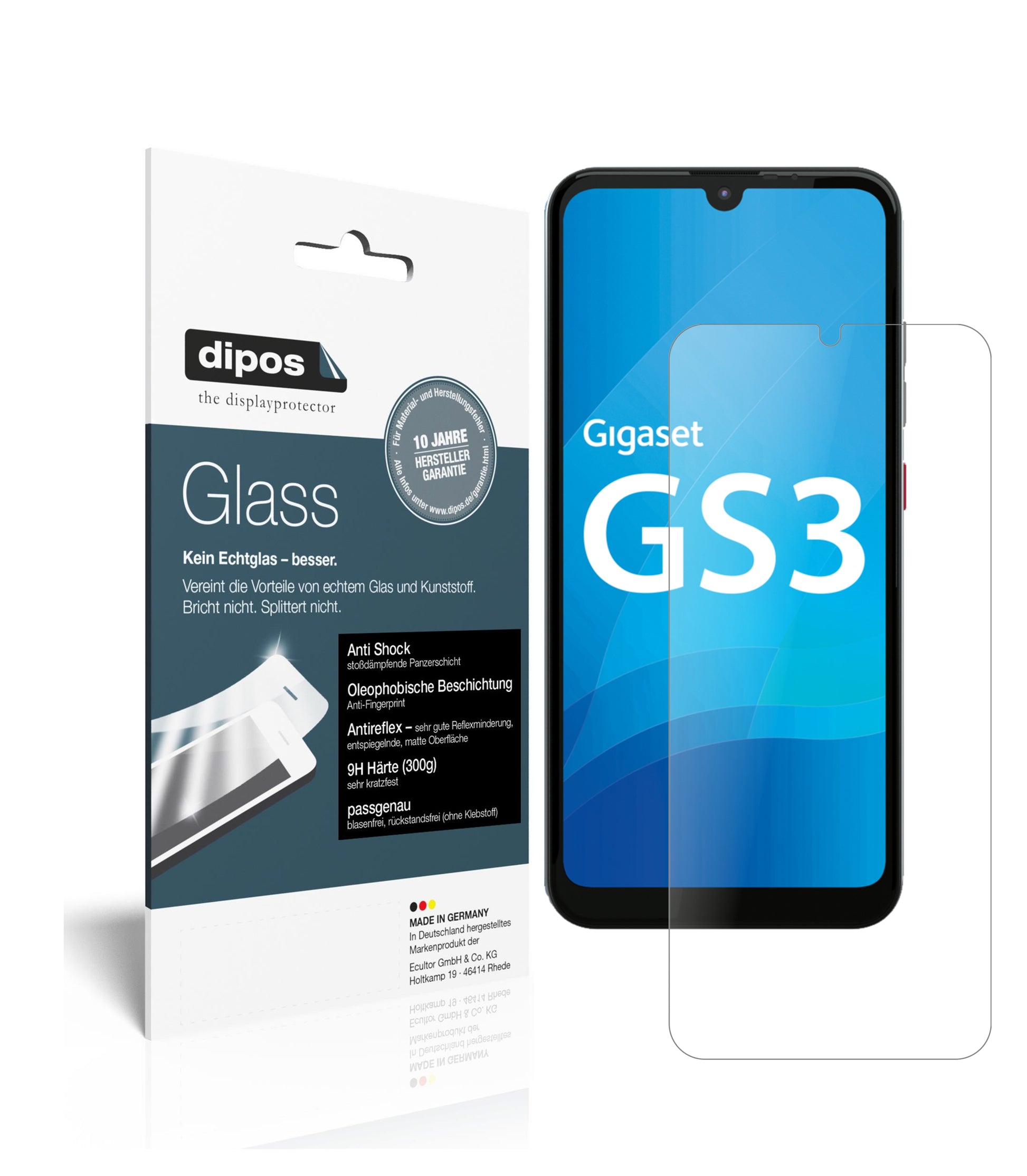 Mattes Panzerglas: Schutz vor Brüchen, Fingerabdrücken und Bildschirmblendung für Gigaset-GS3