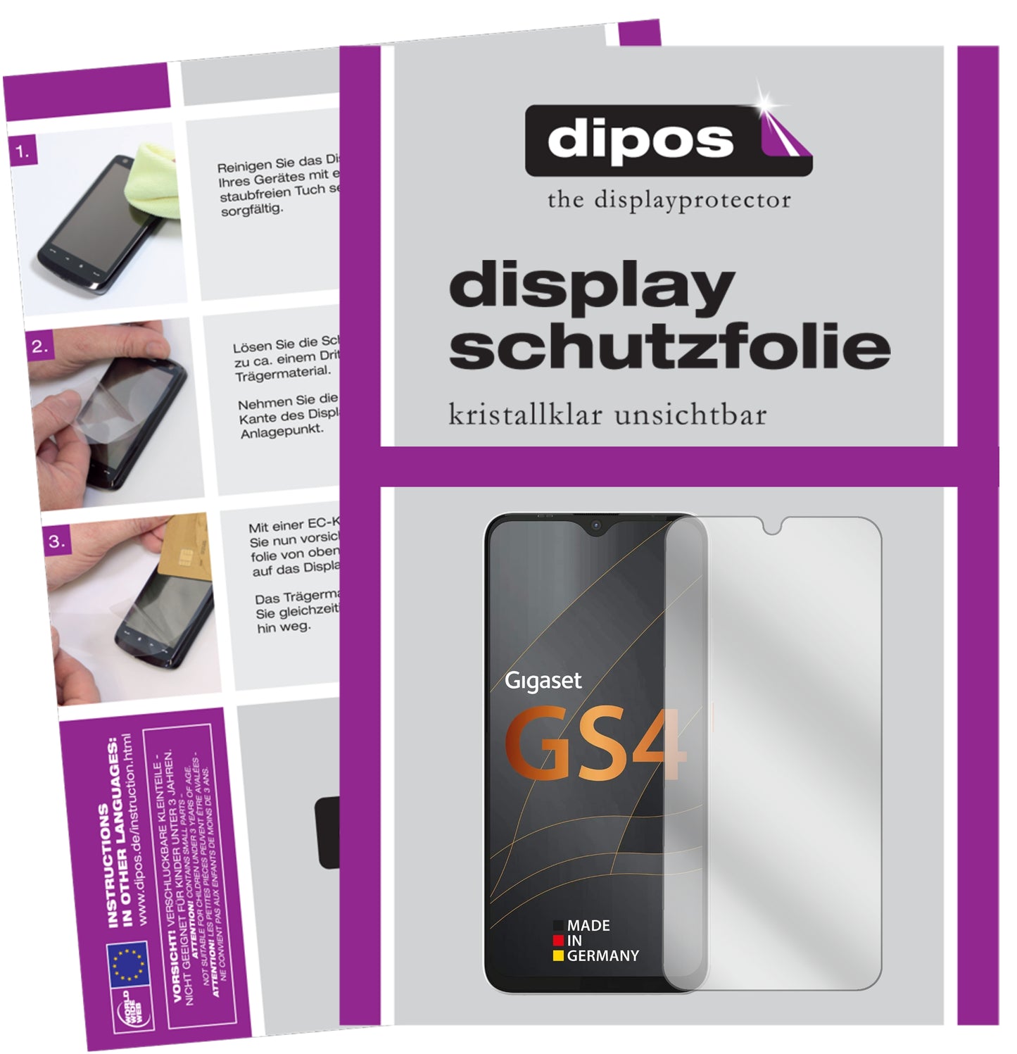1x Schutzfolie klar für Gigaset GS4 Display-Schutzfolie