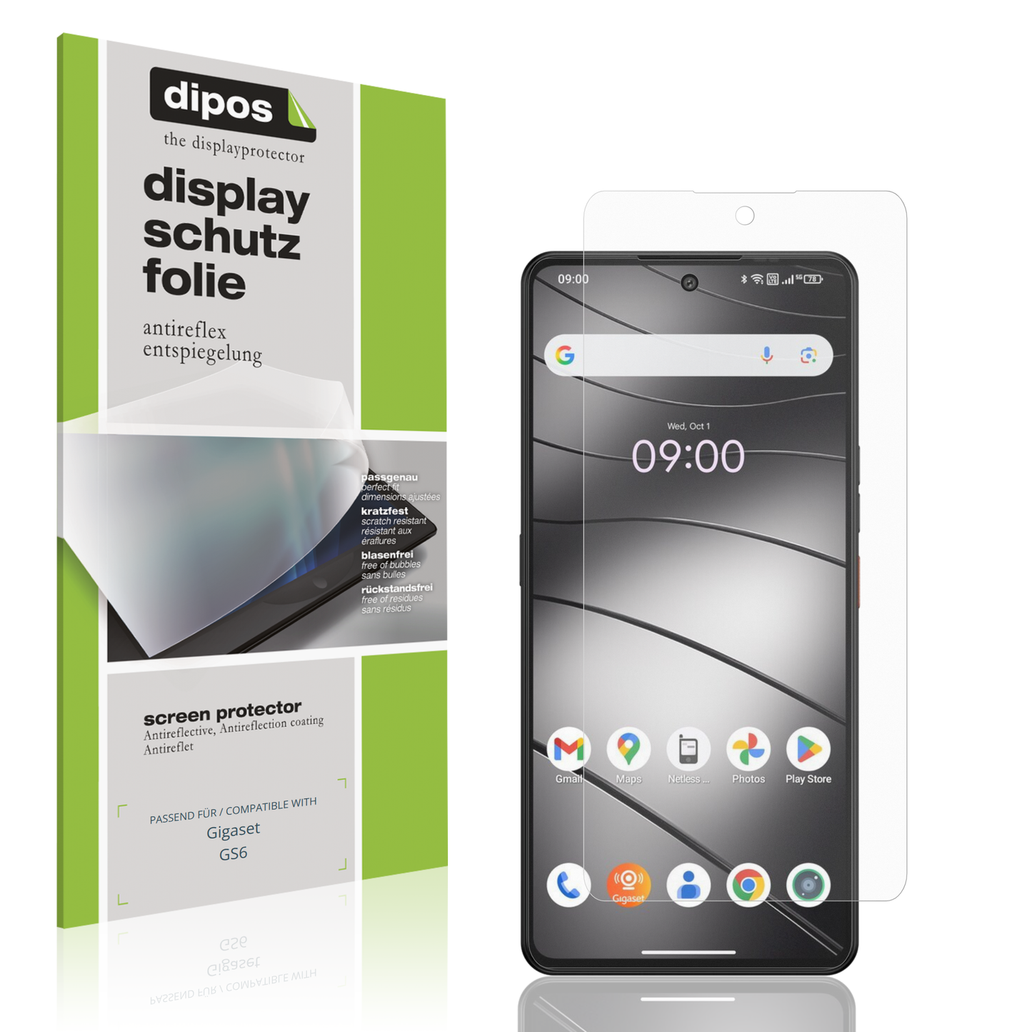 Matte Displayschutzfolie von dipos passend für Gigaset GS6, präziser Zuschnitt und blasenfrei montiert