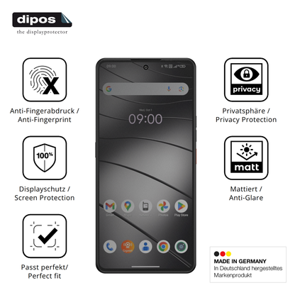 Privatsphäre-Schutz durch Sichtschutz-Folie passend zugeschnitten für Gigaset GS6 Pro