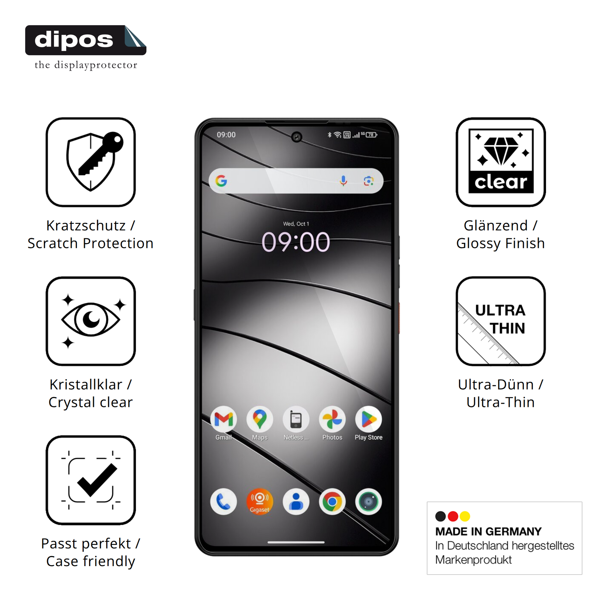 Displayschutz hergestellt in Deutschland, höchste Qualität made in Germany