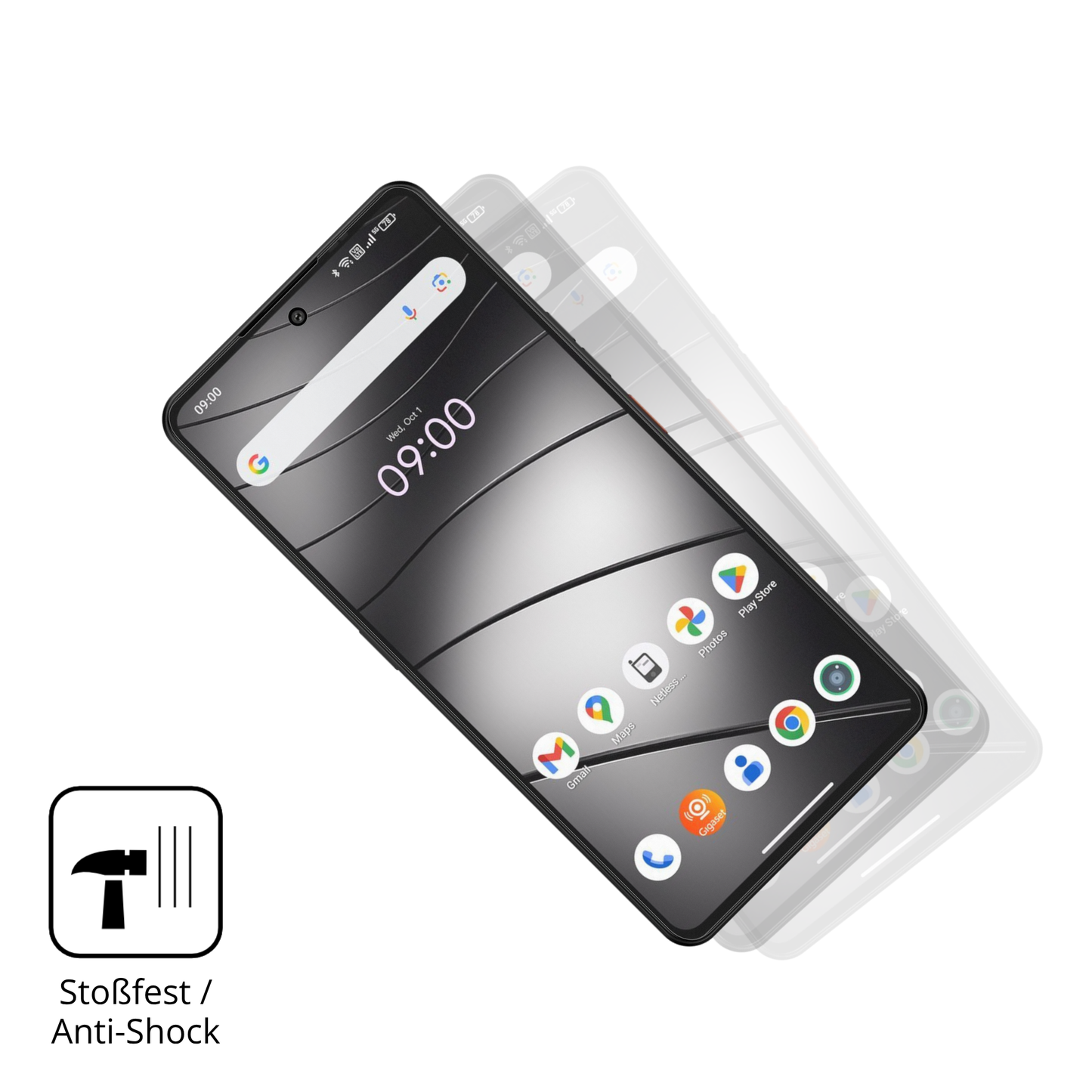 Schutz gegen Kratzer auf dem Gigaset GS6 Glas durch Schlüssel, Stöße gegen die Tischkante oder Stürze