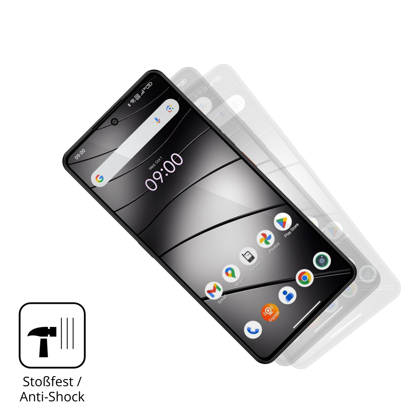 Schutz gegen Kratzer auf dem Gigaset GS6 Glas durch Schlüssel, Stöße gegen die Tischkante oder Stürze